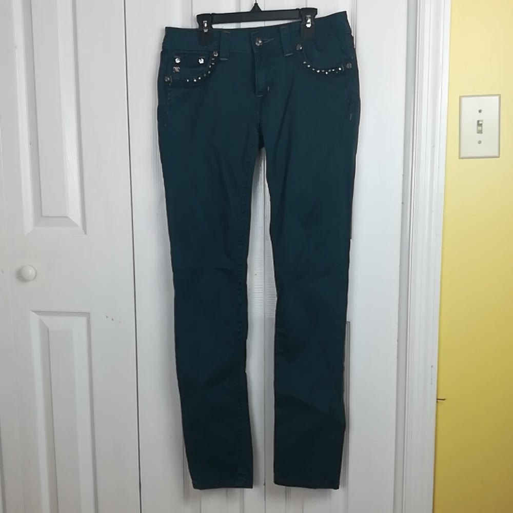 Miss Me teal skinny jeans
